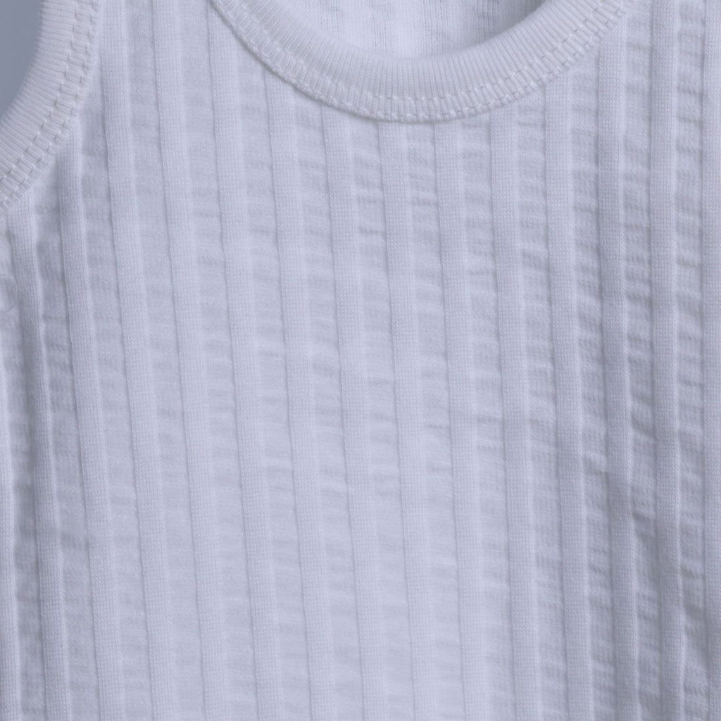 White Ribbed Sleeveless Bodysuit