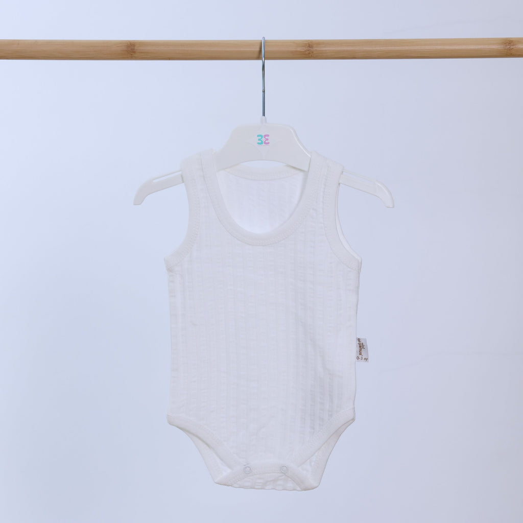 White Ribbed Sleeveless Bodysuit